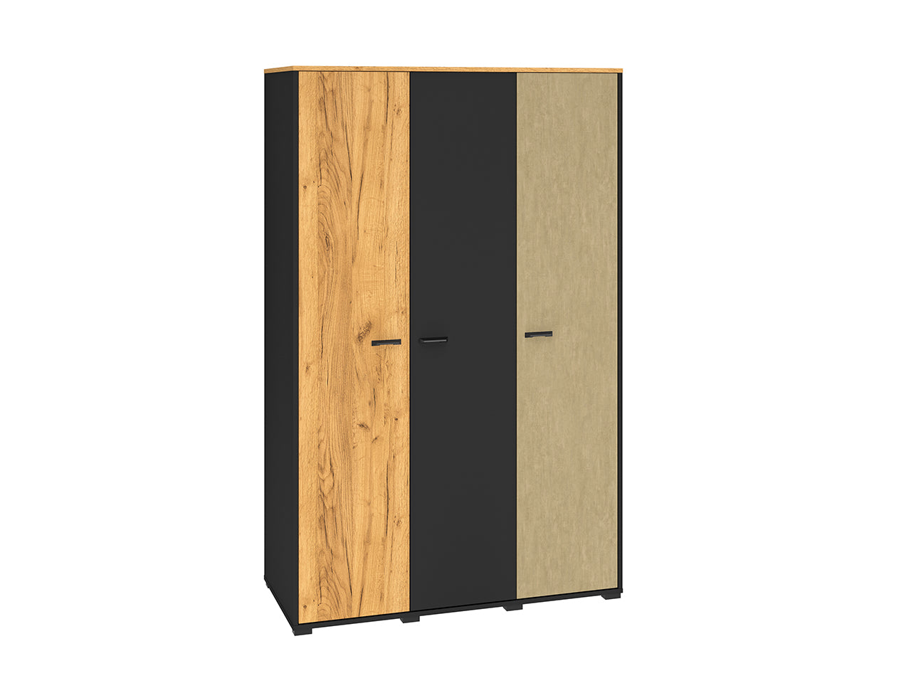 Garde-robe en chêne artisanal or et noir avec acier premium – Élégance et fonctionnalité - Decora Home