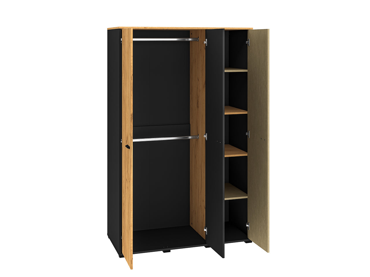 Garde-robe en chêne artisanal or et noir avec acier premium – Élégance et fonctionnalité - Decora Home