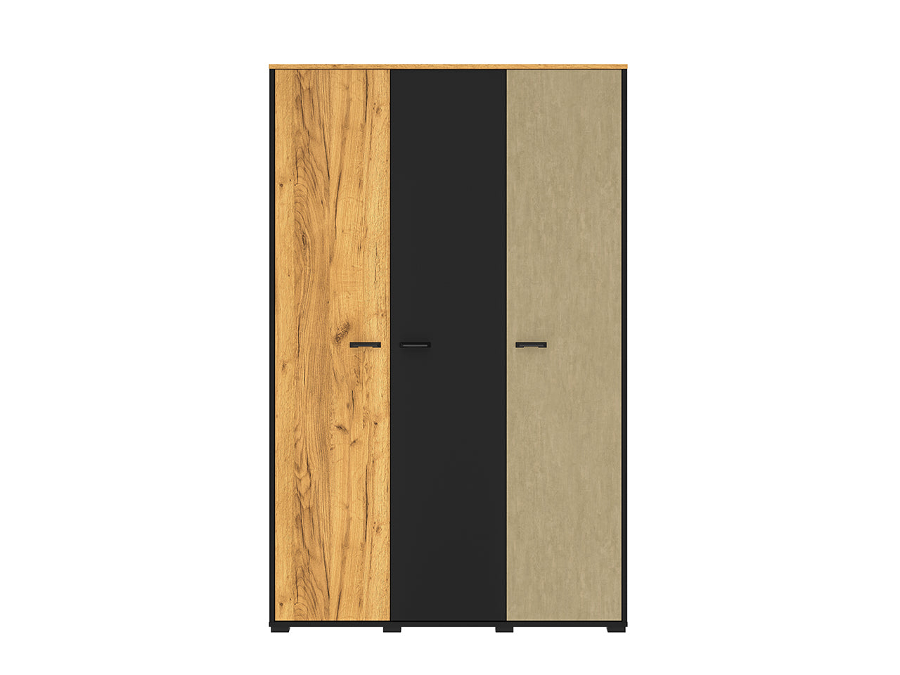 Garde-robe en chêne artisanal or et noir avec acier premium – Élégance et fonctionnalité - Decora Home
