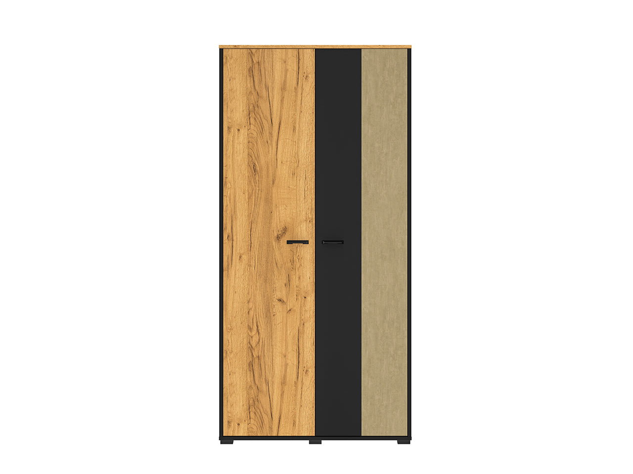 Armoire de Rangement en Chêne Artisan Or et Noir – Finition Acier Premium – Hauteur 190 cm - Decora Home