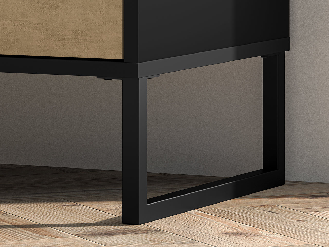 Commode, Buffet, Buffet Moderne en Chêne Artisan Or et Noir – Tiroirs Renforcés à Extension Complète – Finition Acier Premium – 91 cm - Decora Home
