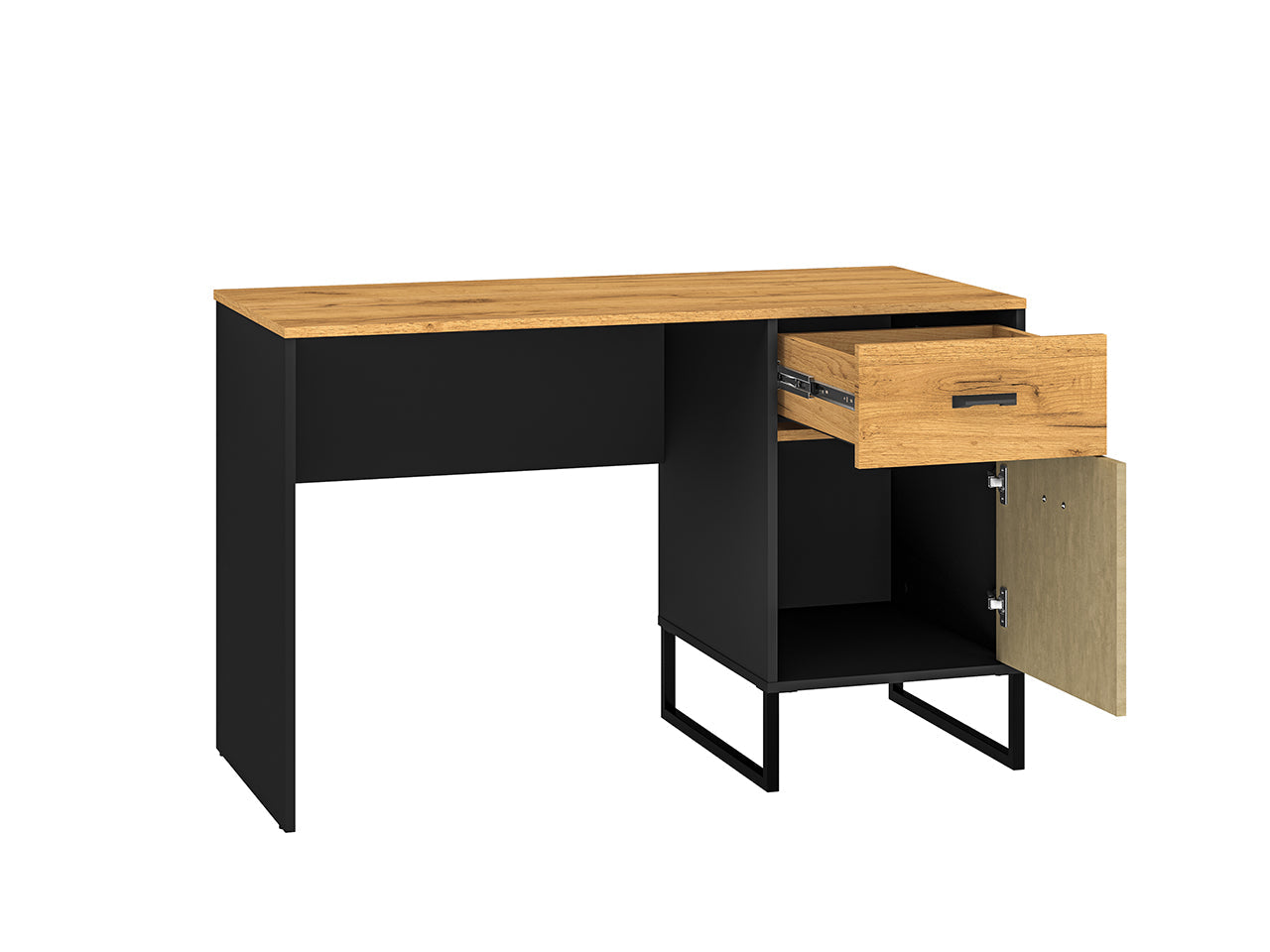 Bureau Design en Chêne Artisan Or et Noir – Plateau Résistant et Finitions Acier Premium – 120 cm - Decora Home