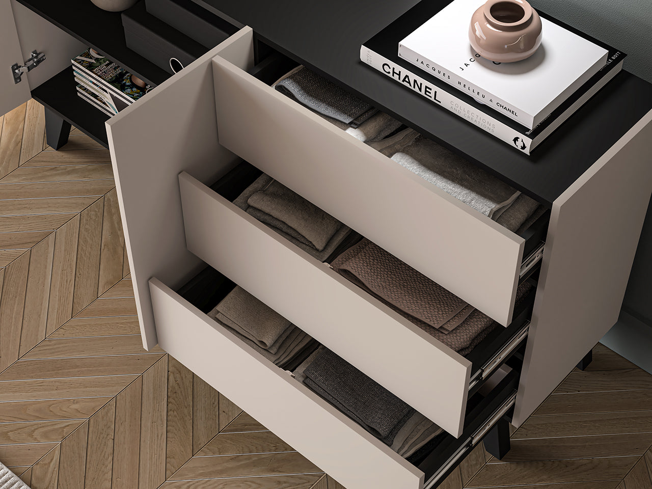 Commode, Buffet Moderne à Portes et Tiroirs Spacieux pour Rangement Optimisé - Decora Home