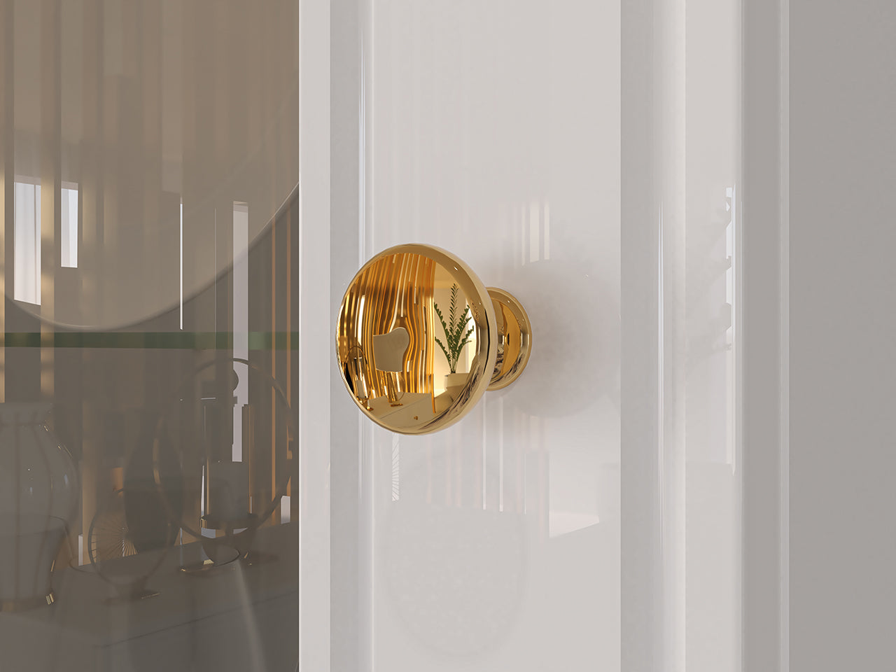 Vitrine Blanc Brillant avec Verre Trempé et Tiroir à Extension Complète - Decora Home