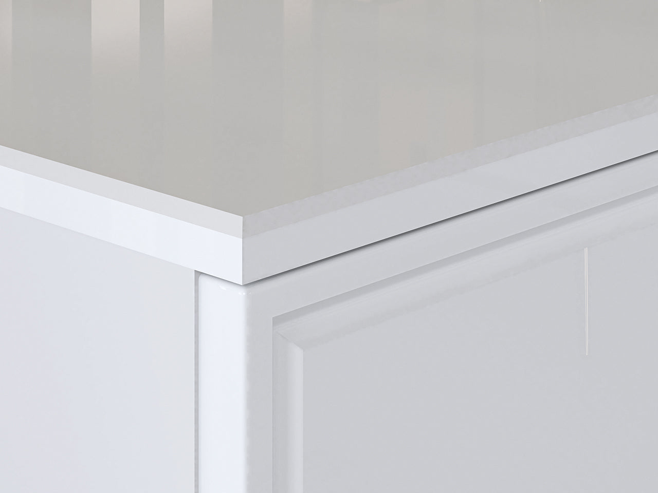 Commode, Buffet, Buffet en Bois Blanc Laqué Brillant avec Pieds Dorés - Decora Home
