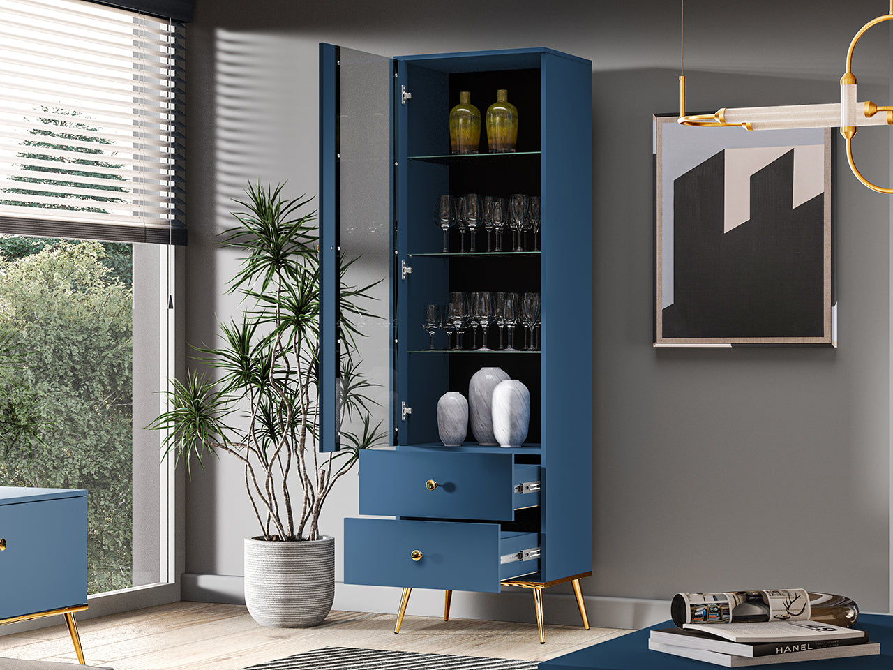 Vitrine Design avec Bordure ABS et Verre Trempé - Rétroéclairage en Option - Decora Home