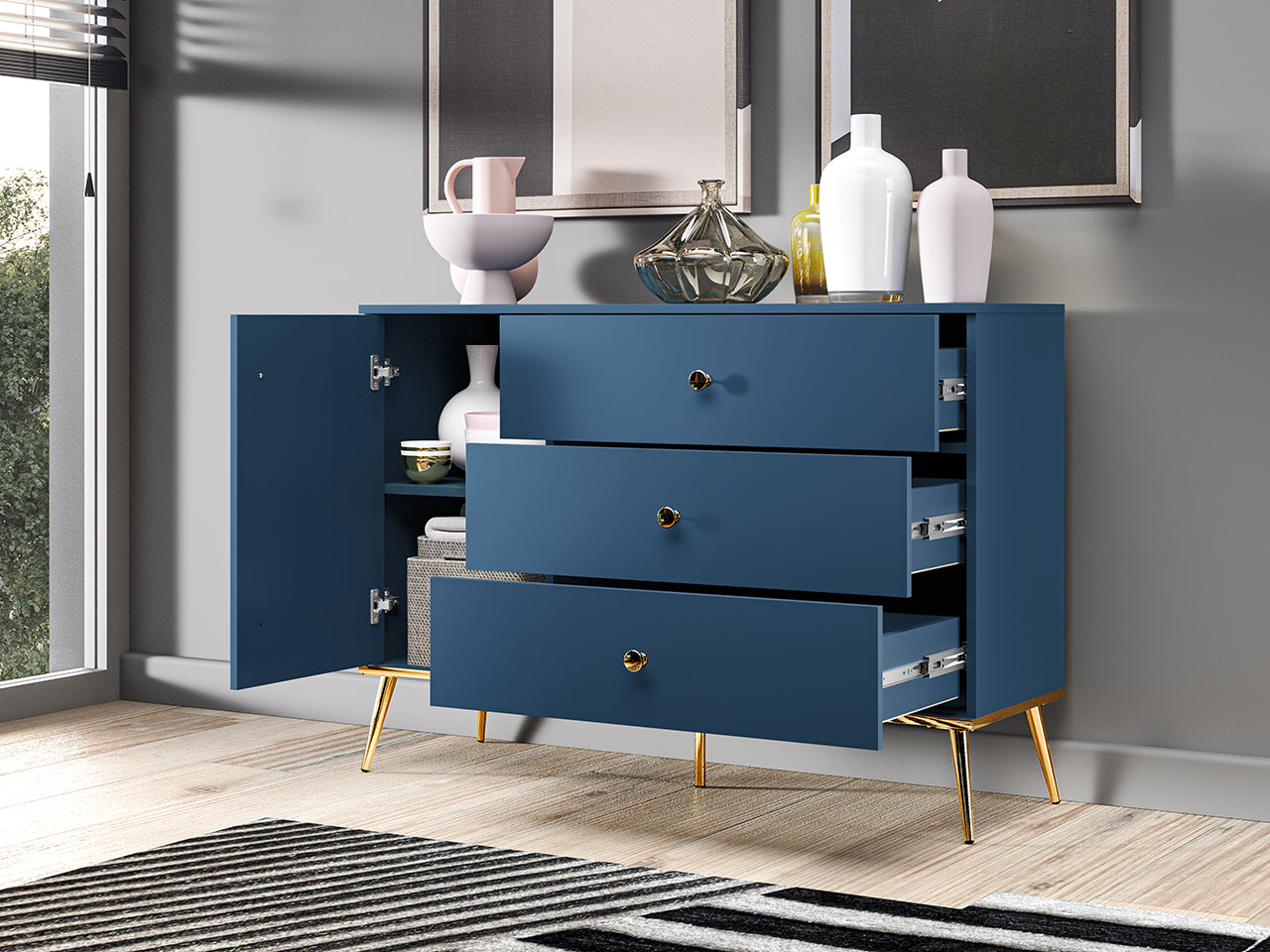 Commode, Buffet, Buffet Labrador avec Bordure ABS - Résistant aux Rayures et à l'Humidité - Decora Home
