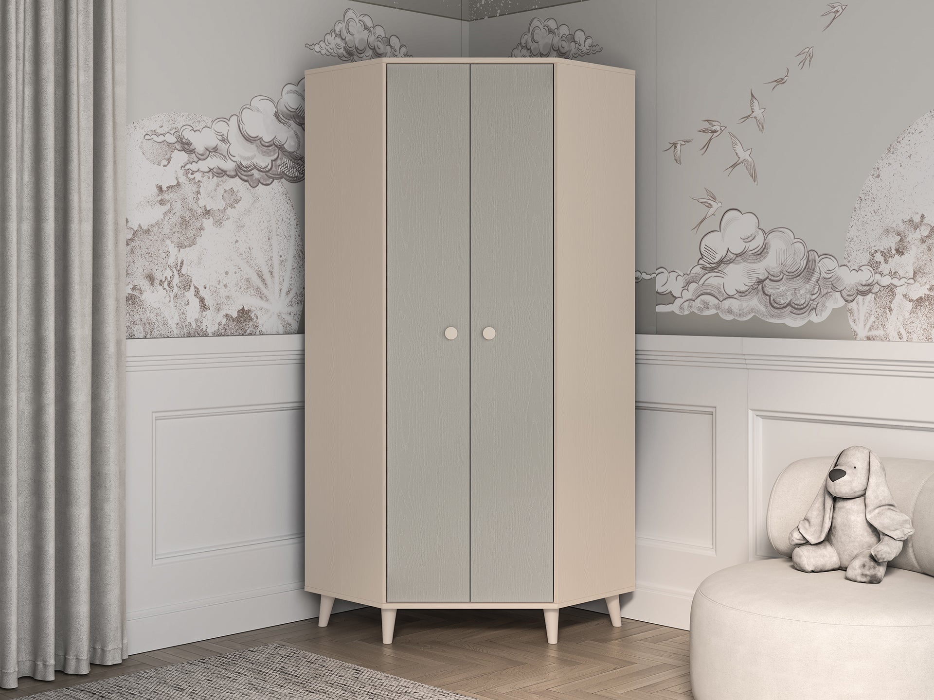 Armoire enfant Moderne Bicolore – Rose Millénaire & Sable du Désert – Design Élégant et Fonctionnel - Decora Home