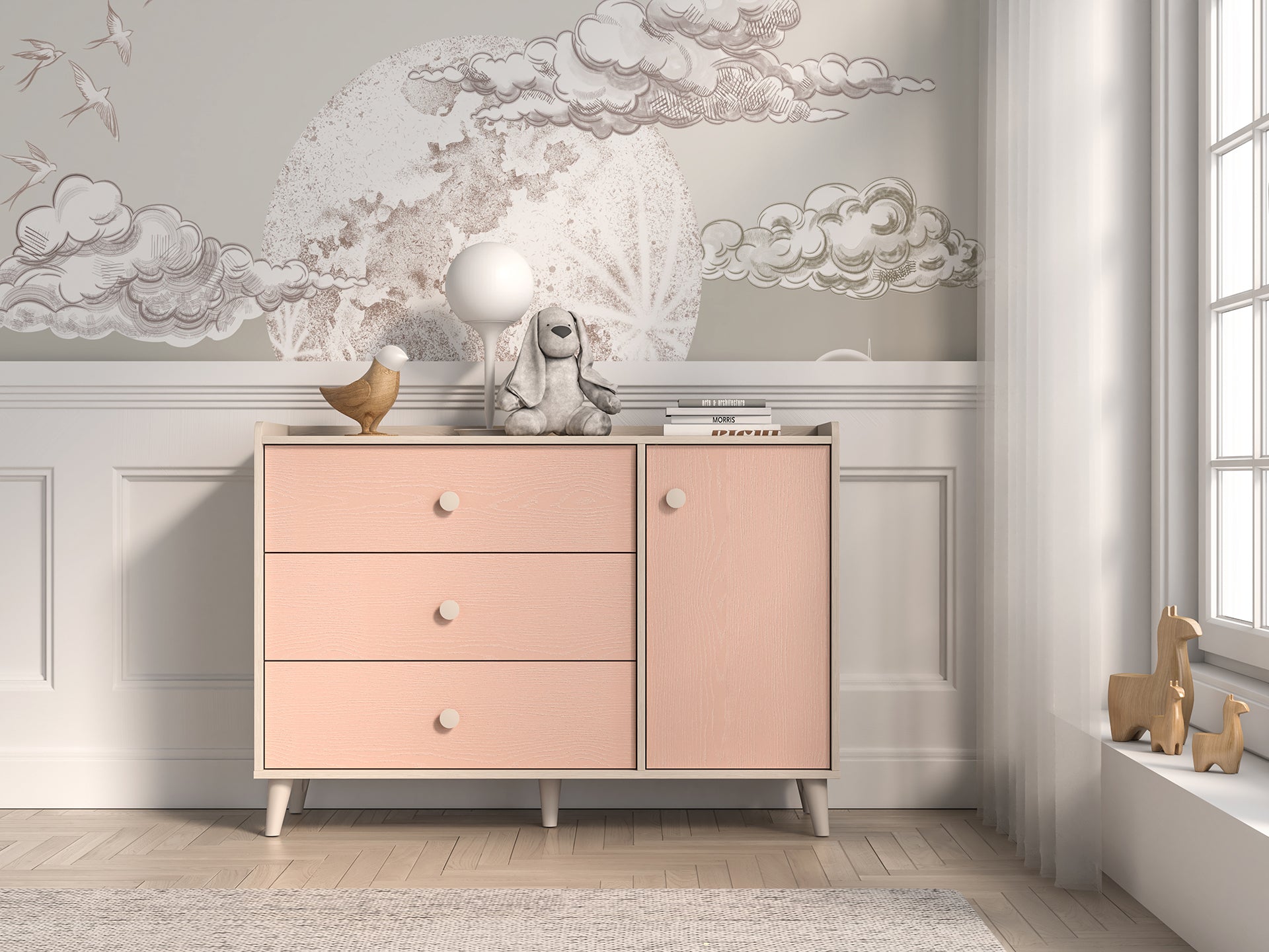 Commode, Buffet enfant Moderne avec Tiroirs Extensibles et Design Élégant – Résistant aux Rayures et à l'Humidité - Decora Home