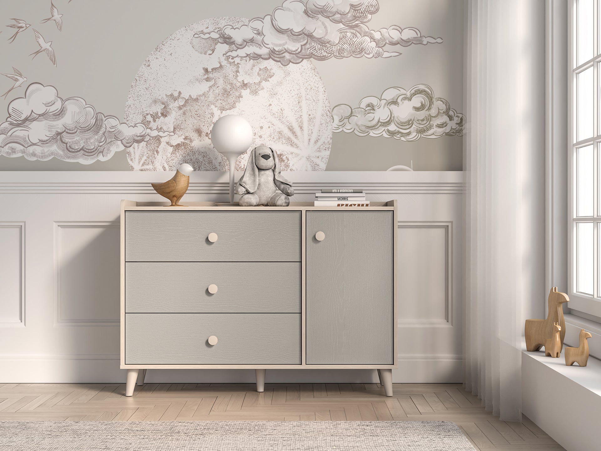 Commode, Buffet enfant Moderne avec Tiroirs Extensibles et Design Élégant – Résistant aux Rayures et à l'Humidité - Decora Home