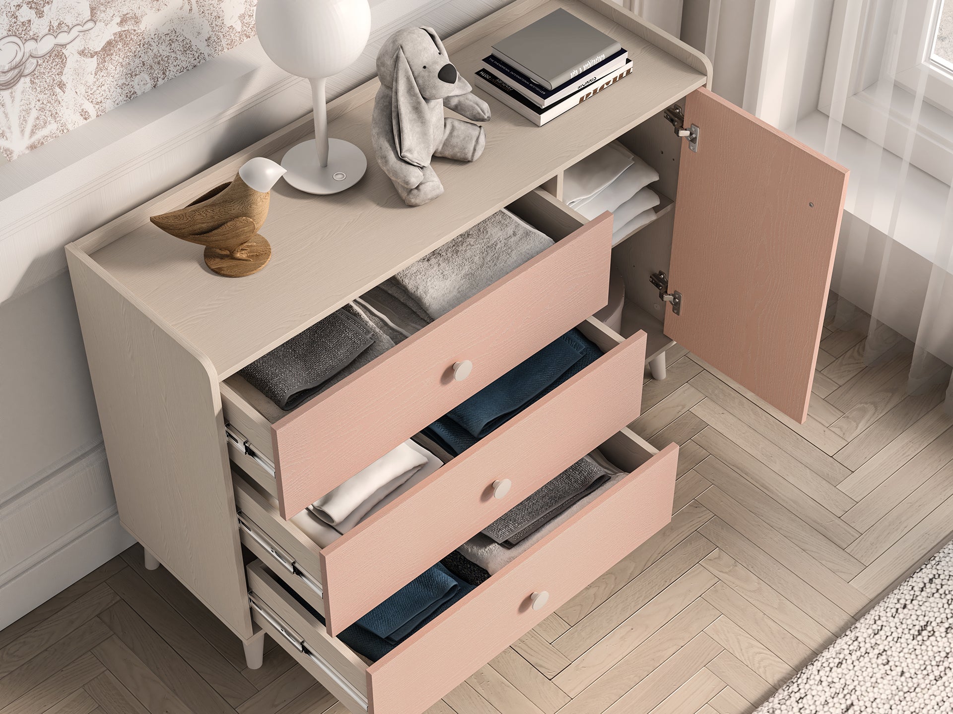 Commode, Buffet enfant Moderne avec Tiroirs Extensibles et Design Élégant – Résistant aux Rayures et à l'Humidité - Decora Home