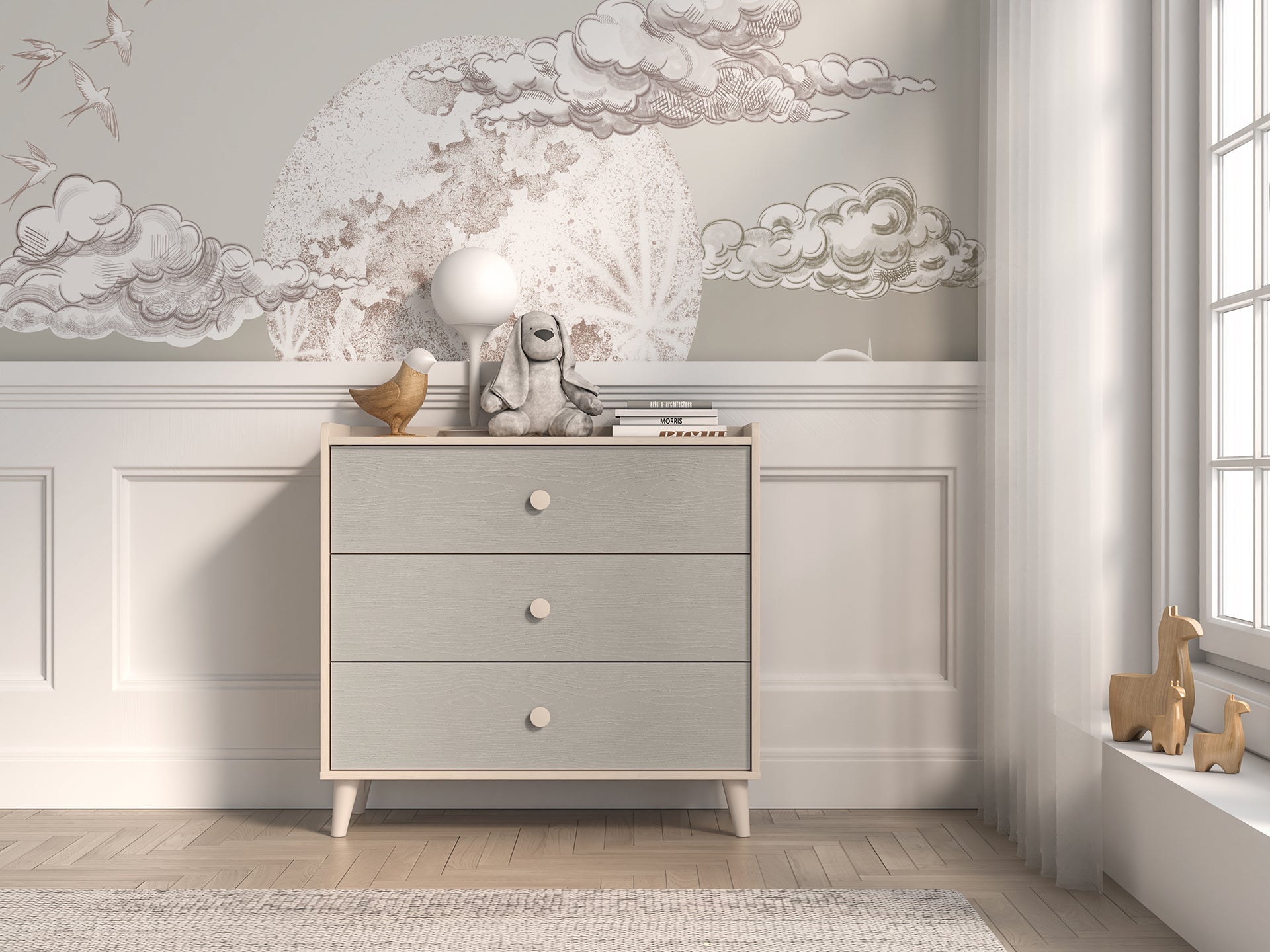 Commode, Buffet enfant moderne en panneaux laminés avec finition résistante et élégante - Decora Home