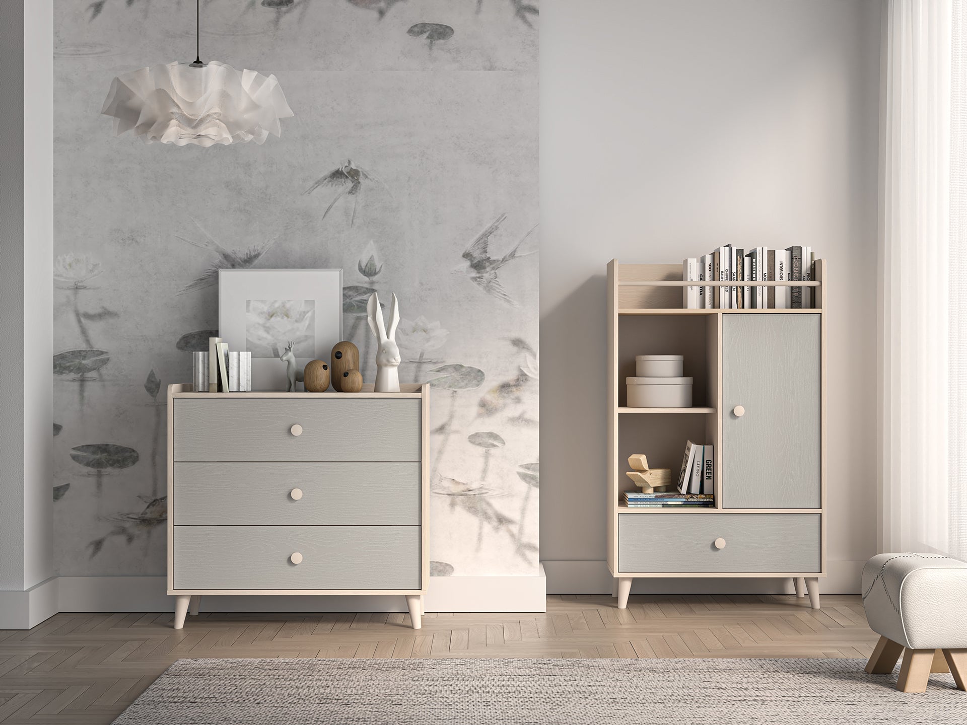 Commode, Buffet enfant moderne en panneaux laminés avec finition résistante et élégante - Decora Home