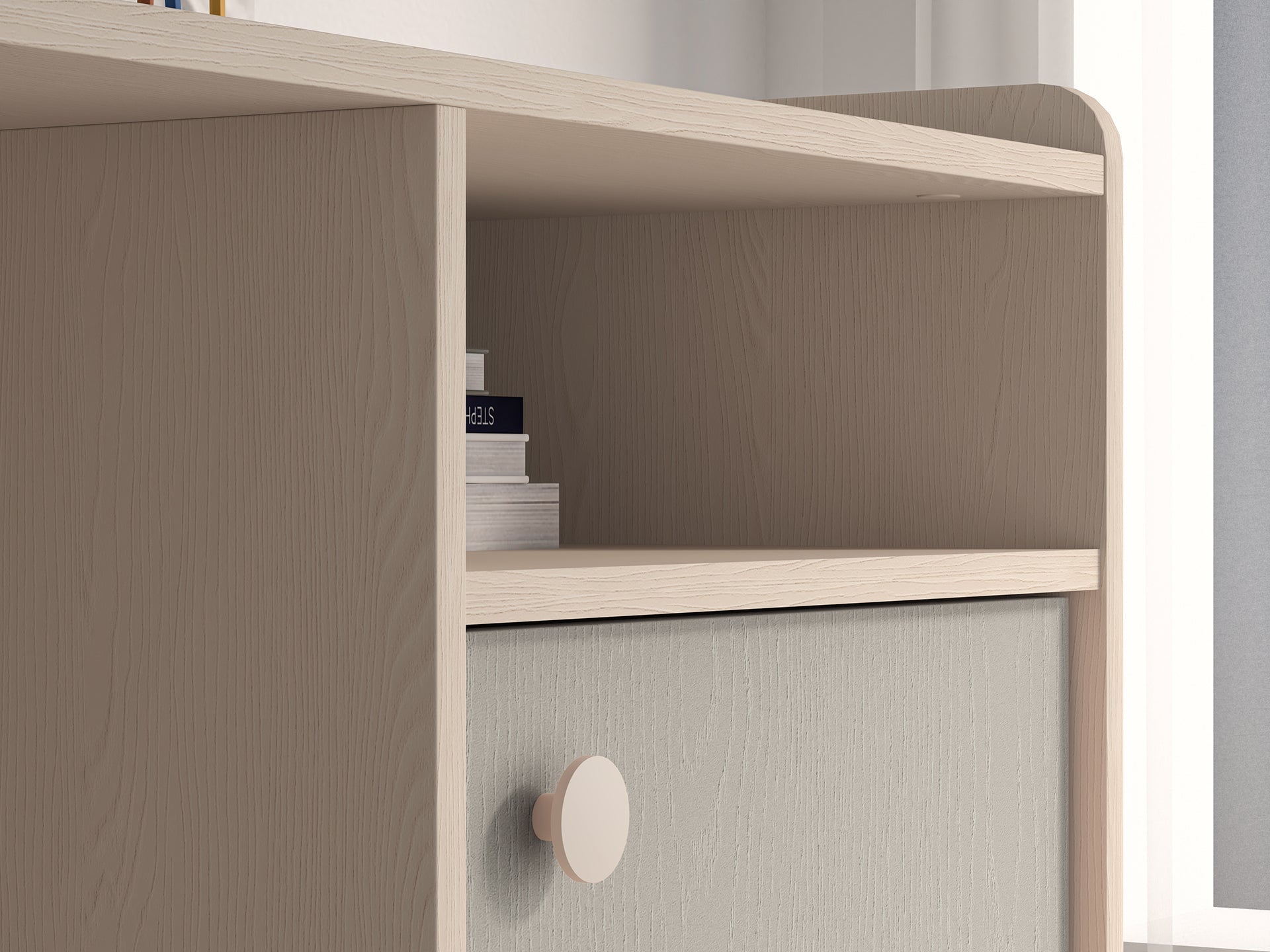 Bureau enfant Moderne avec Design Élégant en Rose Millénaire et Gris Palladium – Structure en Sable du Désert, Pratique et Stylé - Decora Home