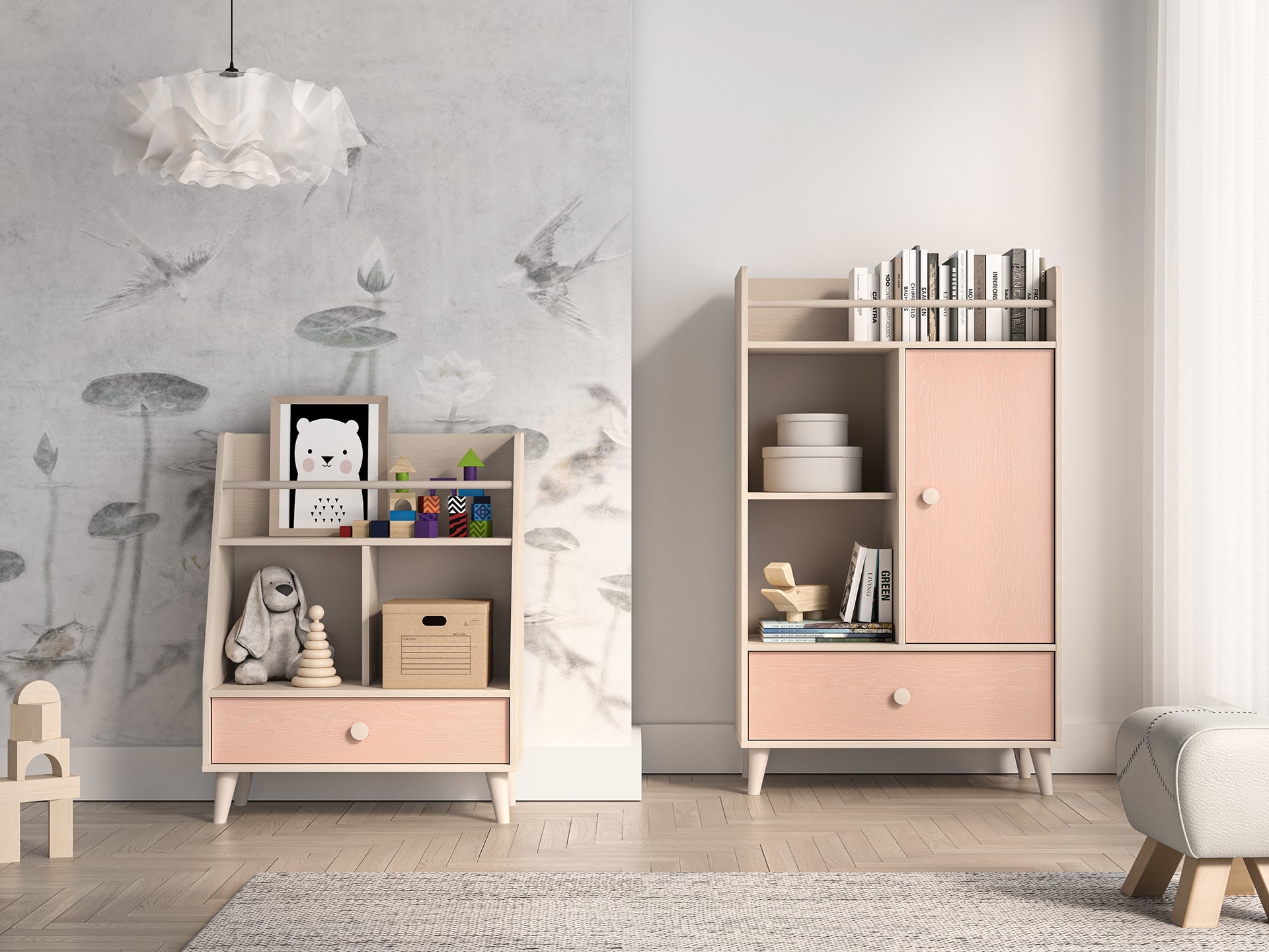Étagère Murale enfant Moderne avec Finition en Rose Millénaire et Sable du Désert – Design Élégant - Decora Home
