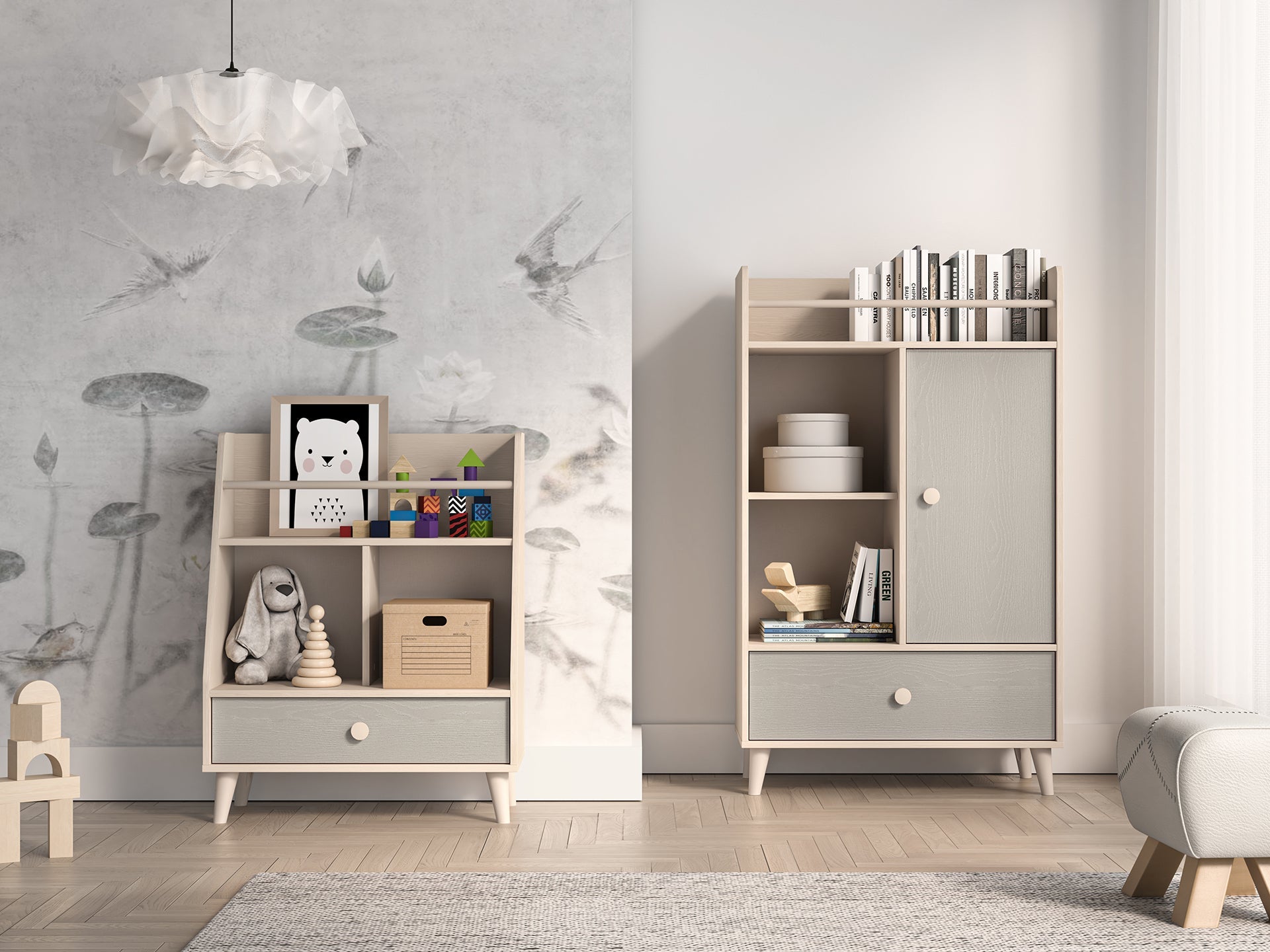 Étagère Murale enfant Moderne avec Finition en Rose Millénaire et Sable du Désert – Design Élégant - Decora Home