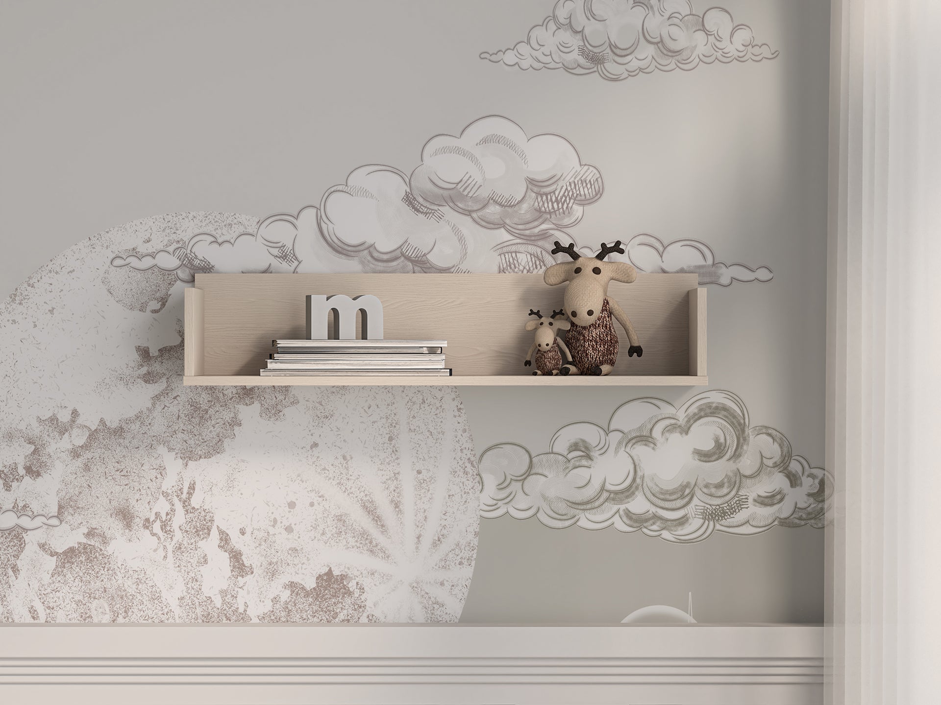 Étagère enfant moderne en panneau laminé, résistante aux rayures et à l'humidité.|Dernières pièces|Decora Home