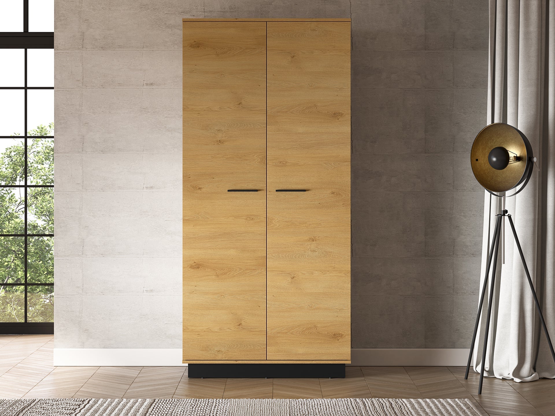 Armoire en Chêne Élégant avec Base Noire - Design Moderne et Résistant - Decora Home