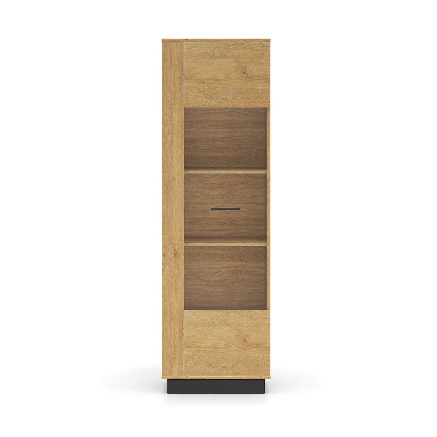 Vitrine en Chêne Élégant avec Base Noire - Design Moderne et Fonctionnalité Droite-Gauche - Decora Home
