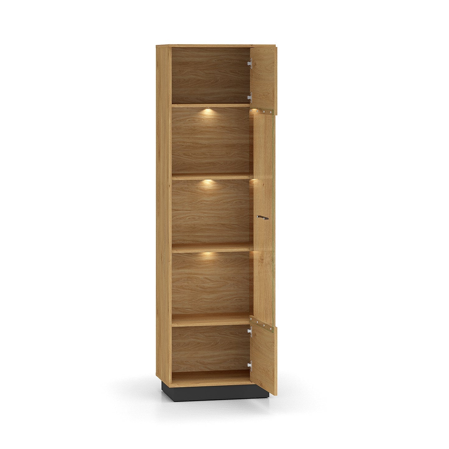 Vitrine en Chêne Élégant avec Base Noire - Design Moderne et Fonctionnalité Droite-Gauche - Decora Home