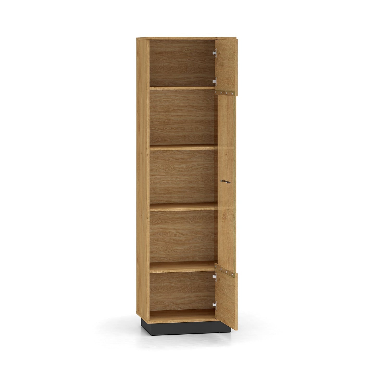 Vitrine en Chêne Élégant avec Base Noire - Design Moderne et Fonctionnalité Droite-Gauche - Decora Home