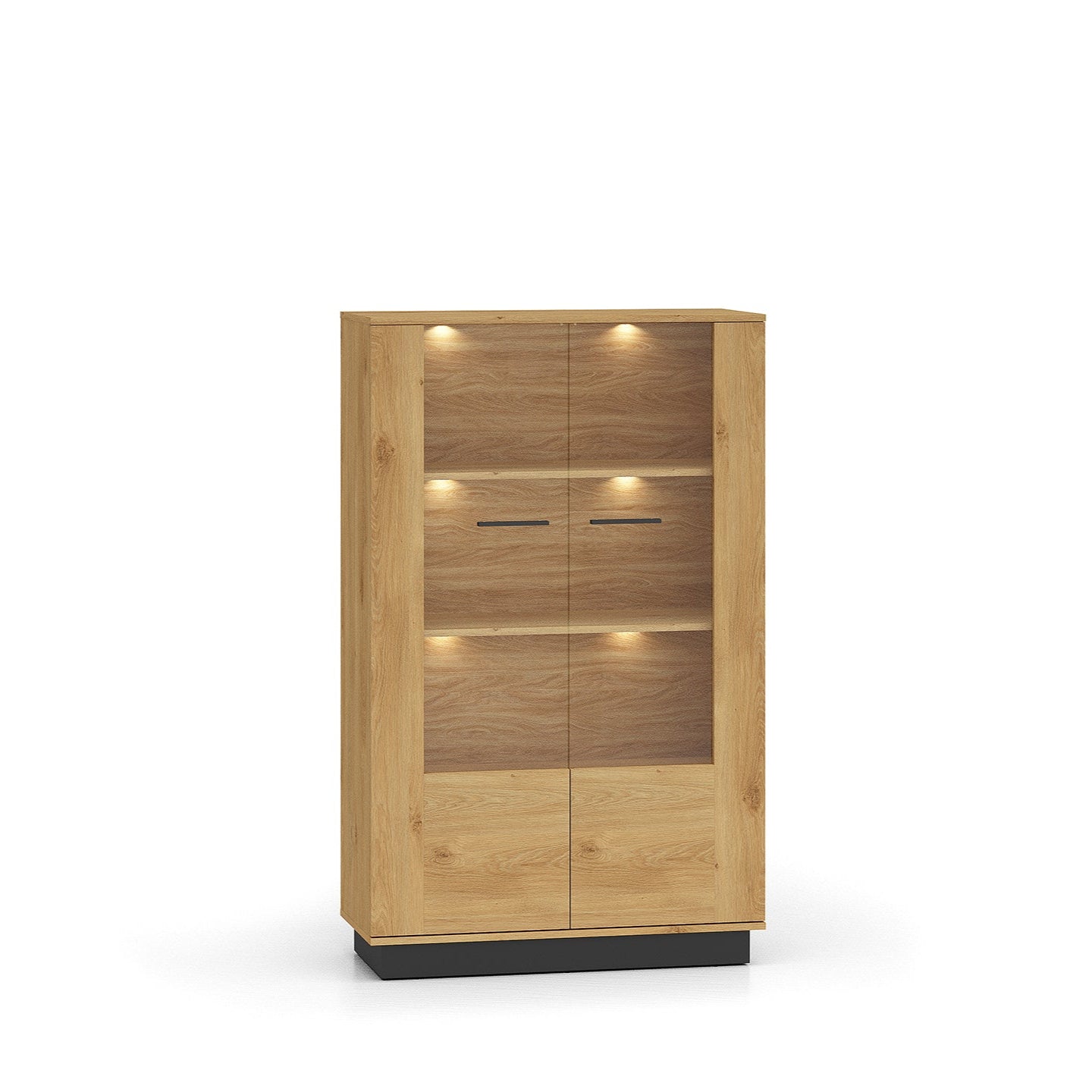 Vitrine en Chêne Élégant avec Base Noire - Design Moderne et Sécurité Renforcée - Decora Home