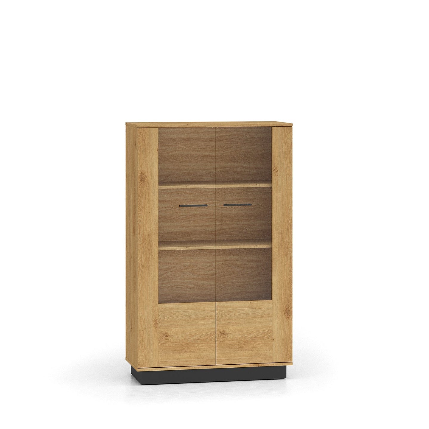 Vitrine en Chêne Élégant avec Base Noire - Design Moderne et Sécurité Renforcée - Decora Home
