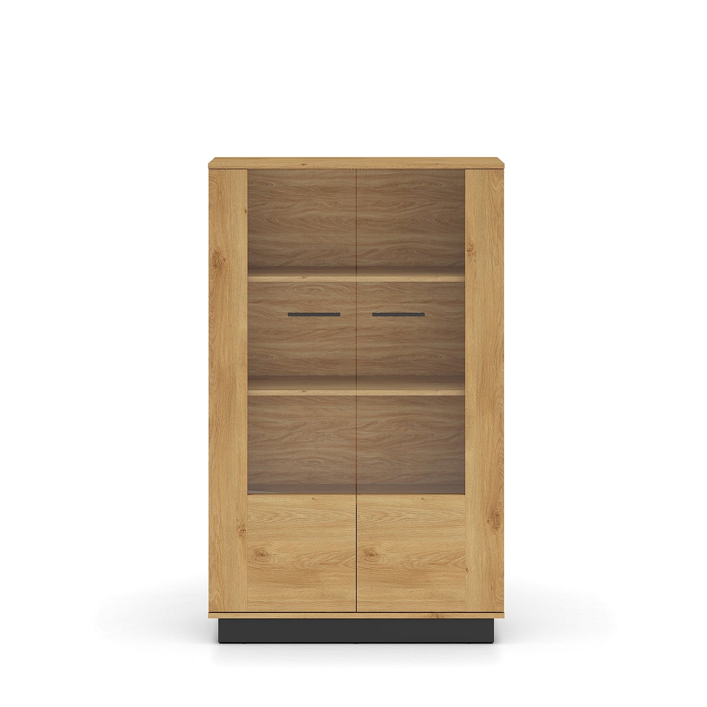 Vitrine en Chêne Élégant avec Base Noire - Design Moderne et Sécurité Renforcée - Decora Home