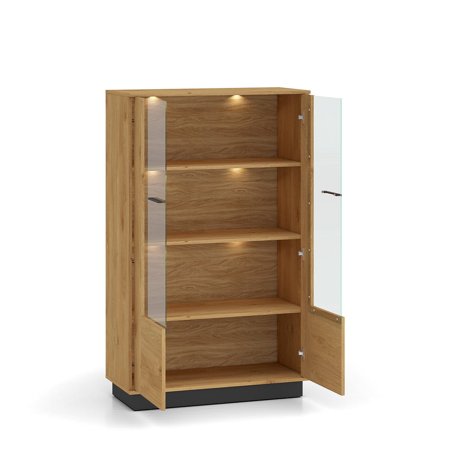 Vitrine en Chêne Élégant avec Base Noire - Design Moderne et Sécurité Renforcée - Decora Home