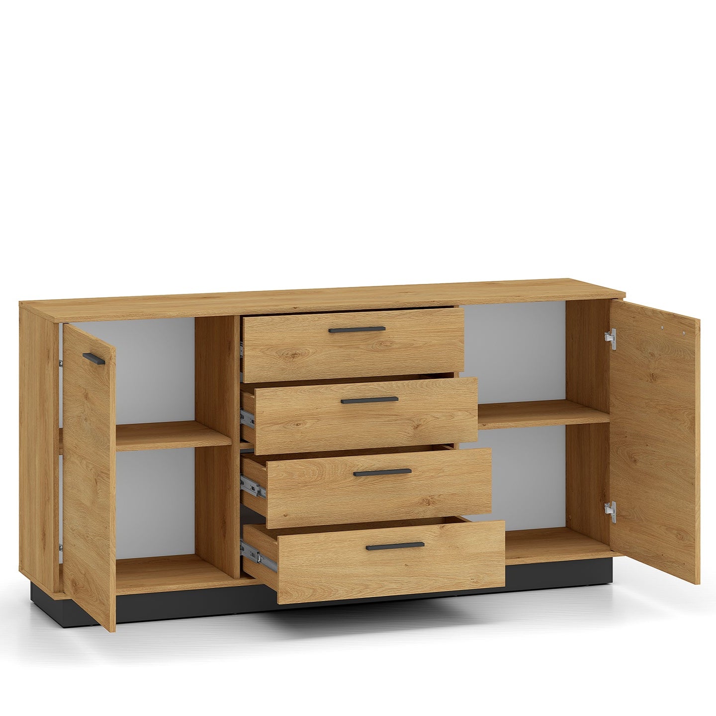 Commode, Buffet, Buffet en Chêne Élégant avec Base Noire - Design Moderne et Grande Capacité - Decora Home