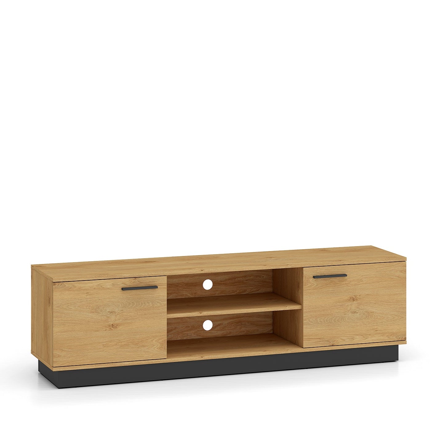 Meuble TV en Chêne Élégant avec Base Noire - Design Moderne et Résistance Supérieure - Decora Home