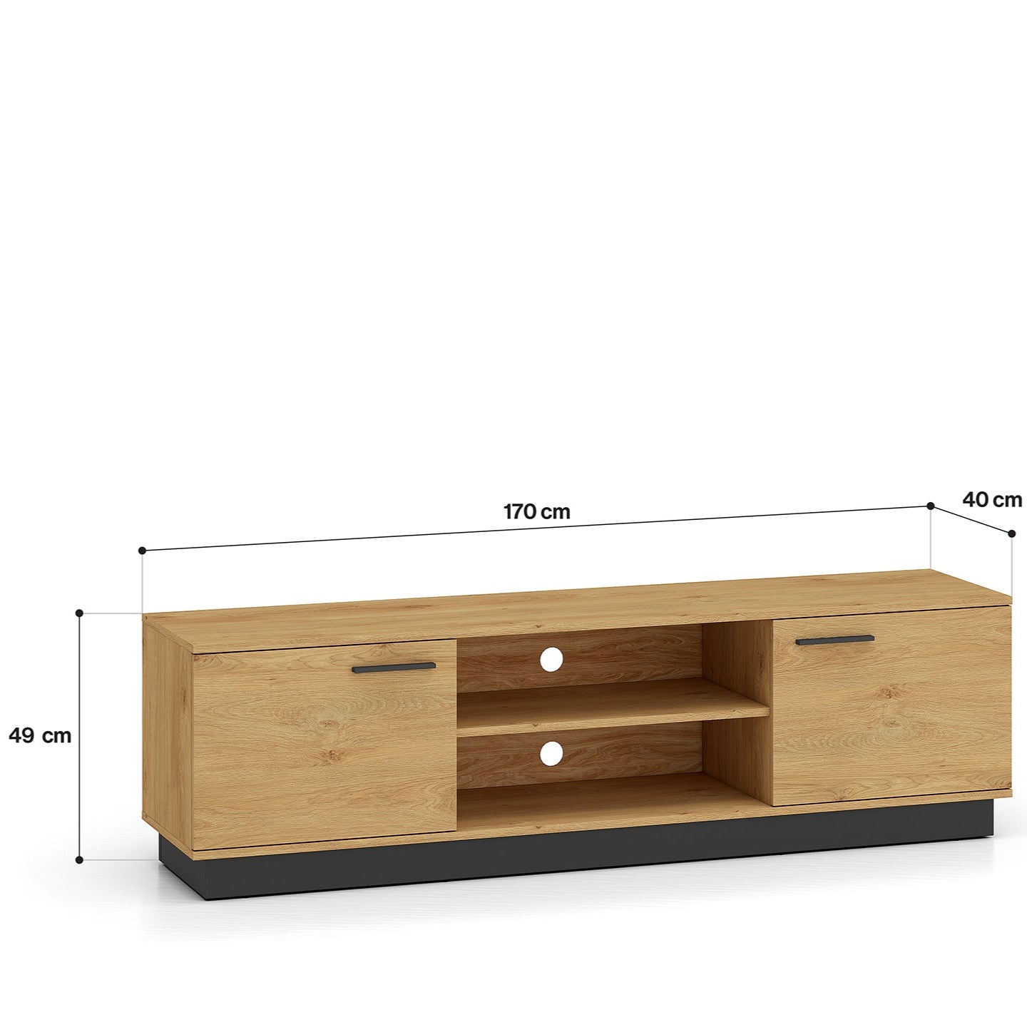 Meuble TV en Chêne Élégant avec Base Noire - Design Moderne et Résistance Supérieure - Decora Home