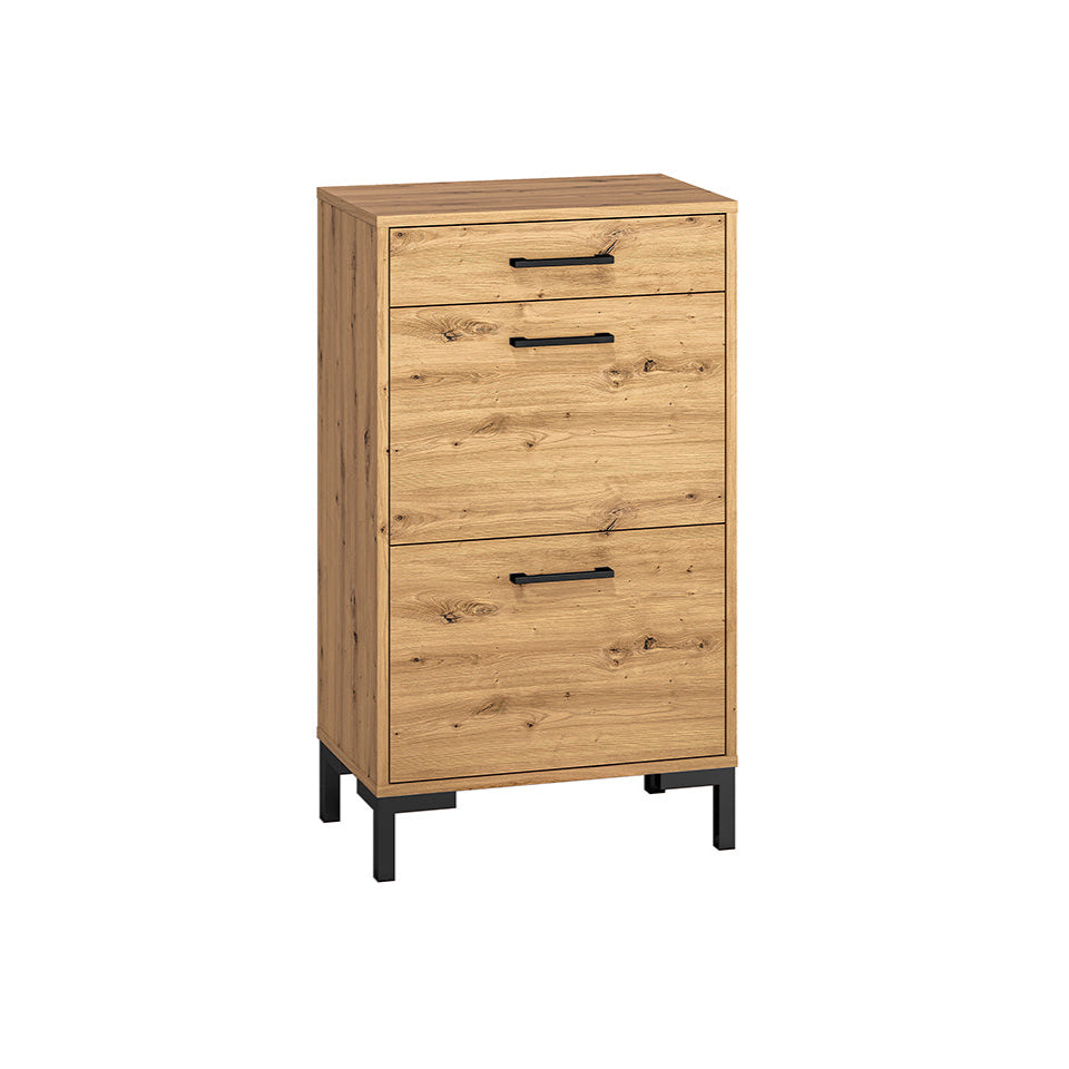 Meuble à Chaussures Compact – Finition Chêne Artisanal & Ouverture Totale des Tiroirs|Dernières pièces|Decora Home