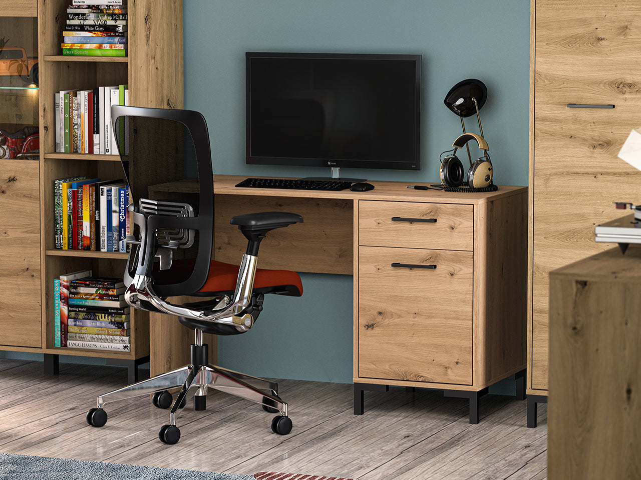 Bureau en Chêne Artisanal avec Bordure ABS Résistant aux Rayures et Humidité, Design Moderne et Fonctionnel|Dernières pièces|Decora Home