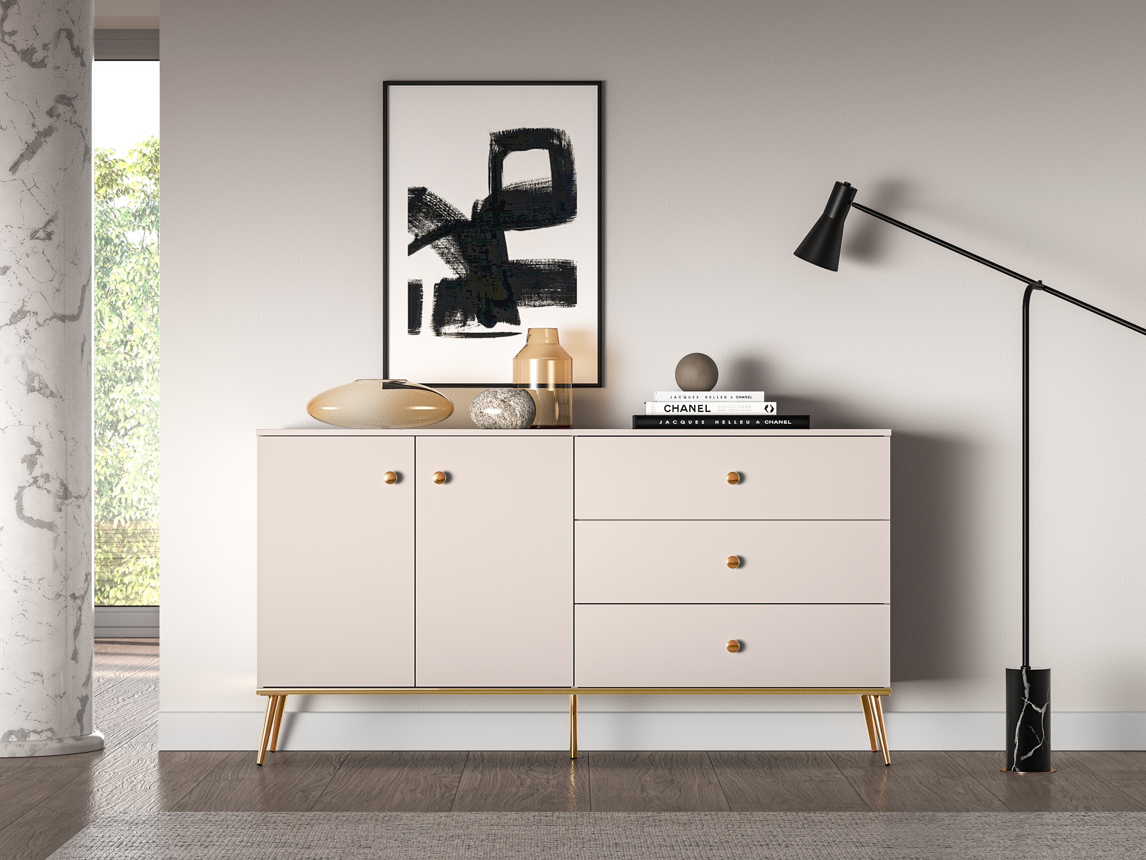 Grande Commode    Design Cachemire avec Tiroirs Profonds et Pieds Dorés|Offre Limitée|Decora Home