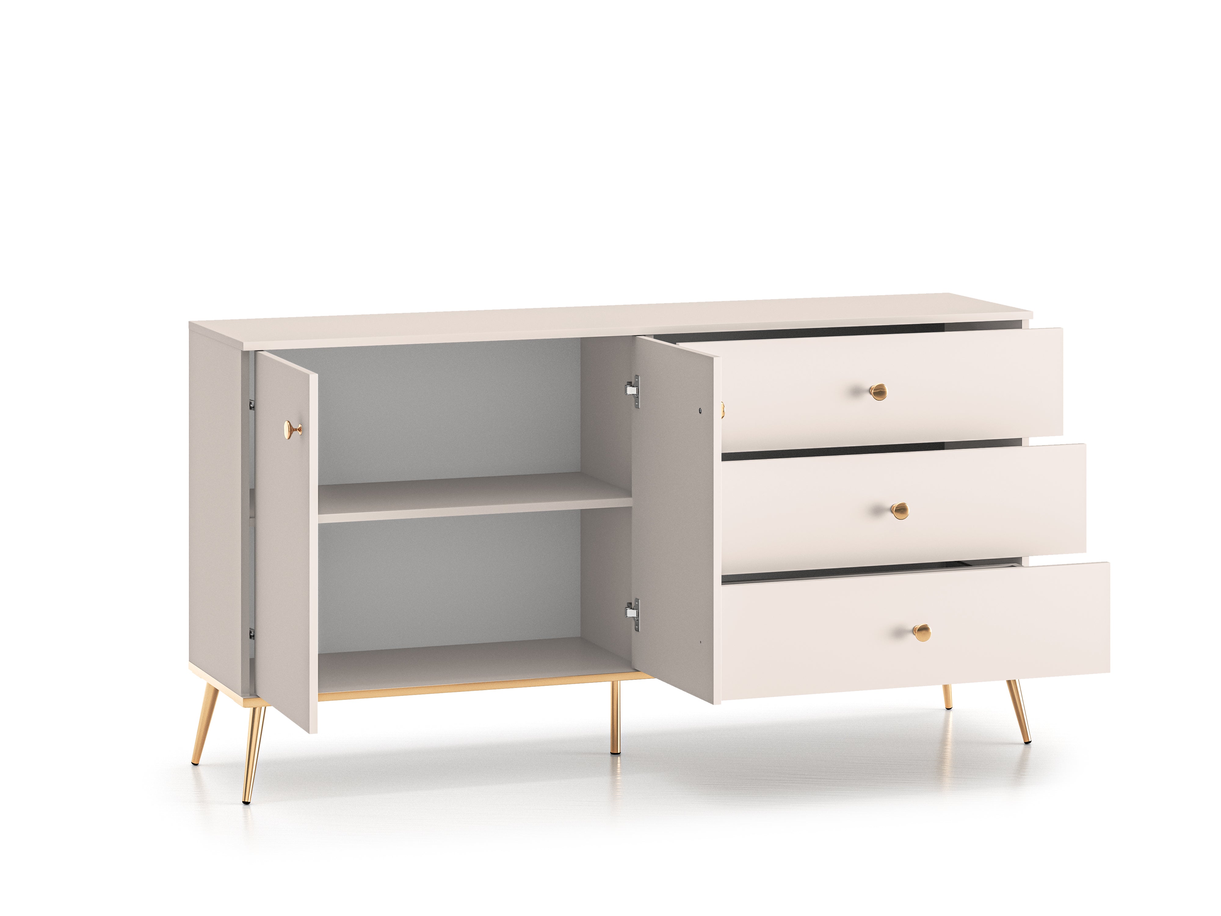 Grande Commode, Buffet  - Design Cachemire avec Tiroirs Profonds et Pieds Dorés - Decora Home