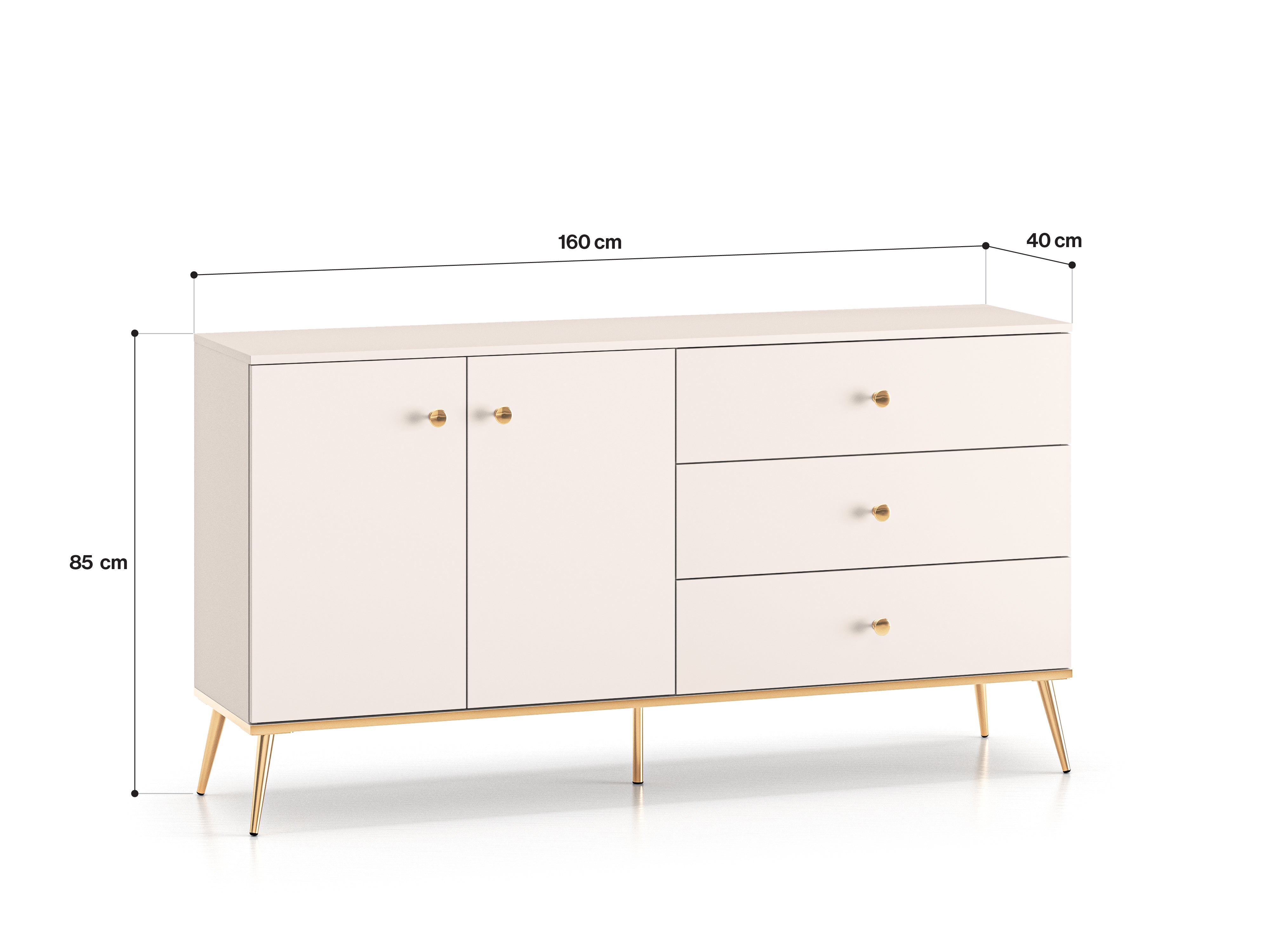 Grande Commode, Buffet  - Design Cachemire avec Tiroirs Profonds et Pieds Dorés - Decora Home