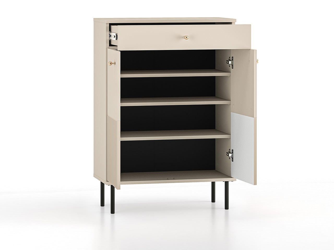 Meuble à Chaussures avec Doubles Portes et Tiroir à Extension Complète - MDF Cachemire - Decora Home