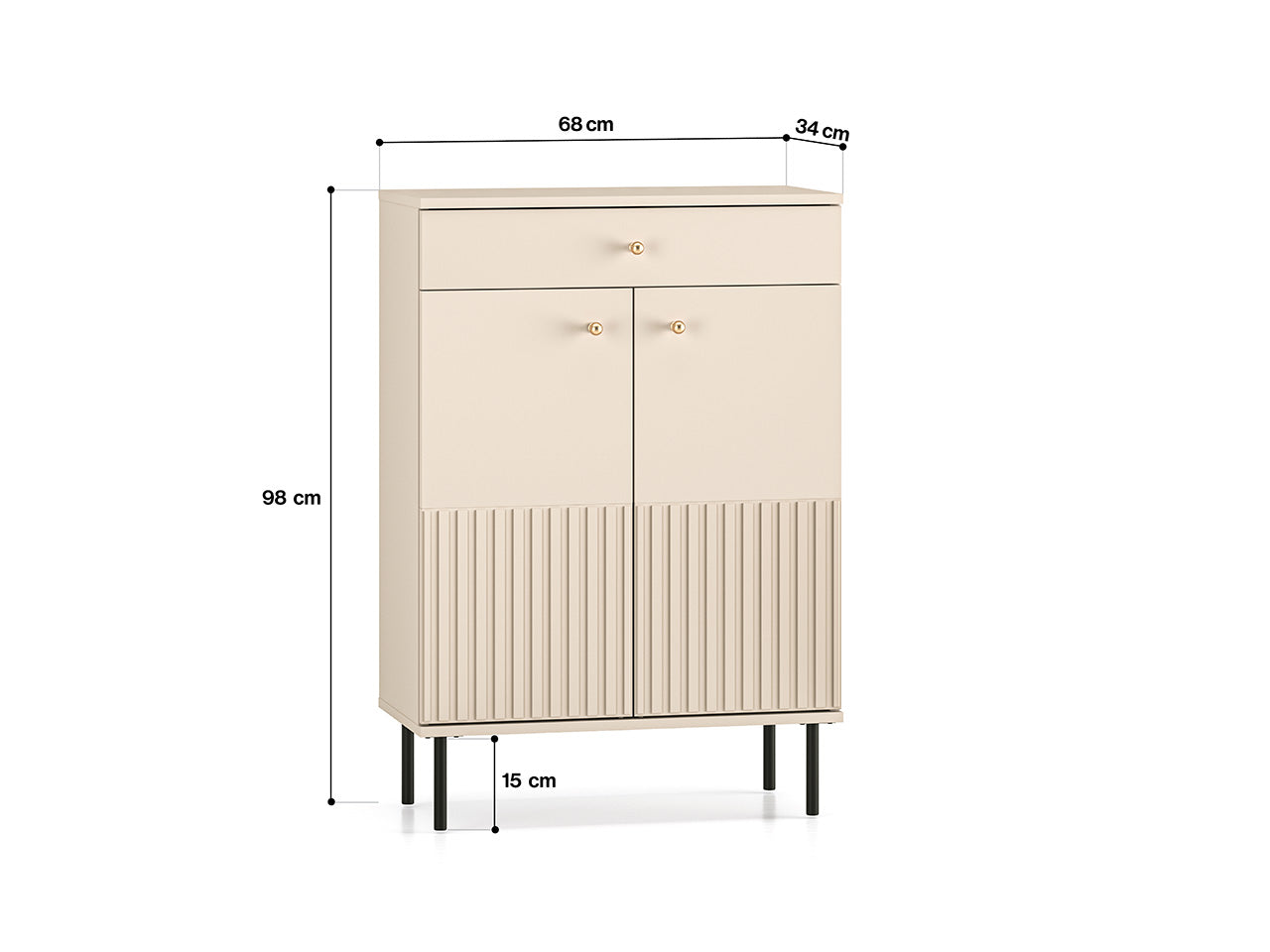 Meuble à Chaussures avec Doubles Portes et Tiroir à Extension Complète - MDF Cachemire - Decora Home
