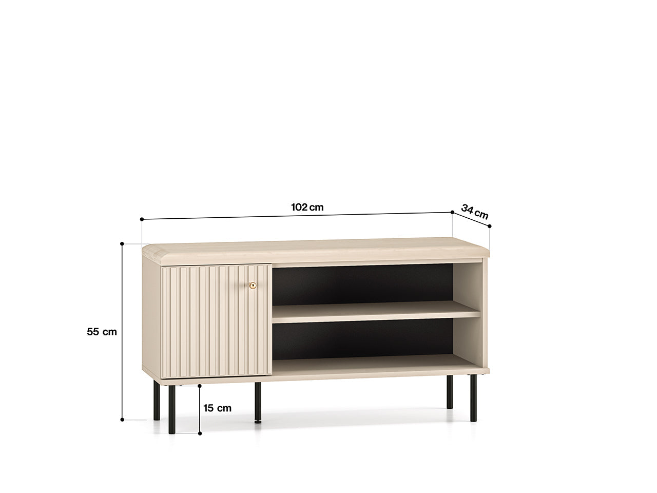 Meuble à Chaussures Sofina avec Siège Rembourré - MDF Cachemire - Decora Home