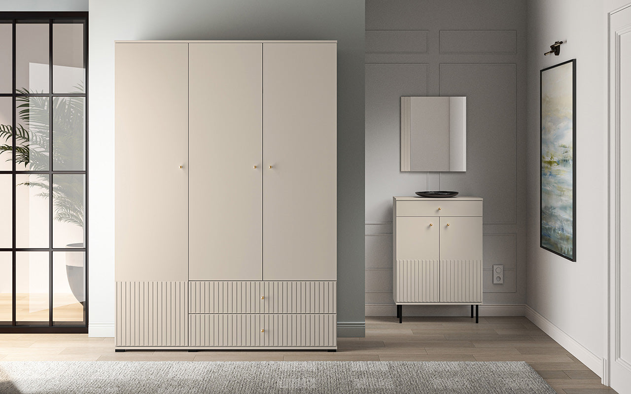 Armoire Moderne en Cachemire avec Finitions en MDF Fraisé - Decora Home