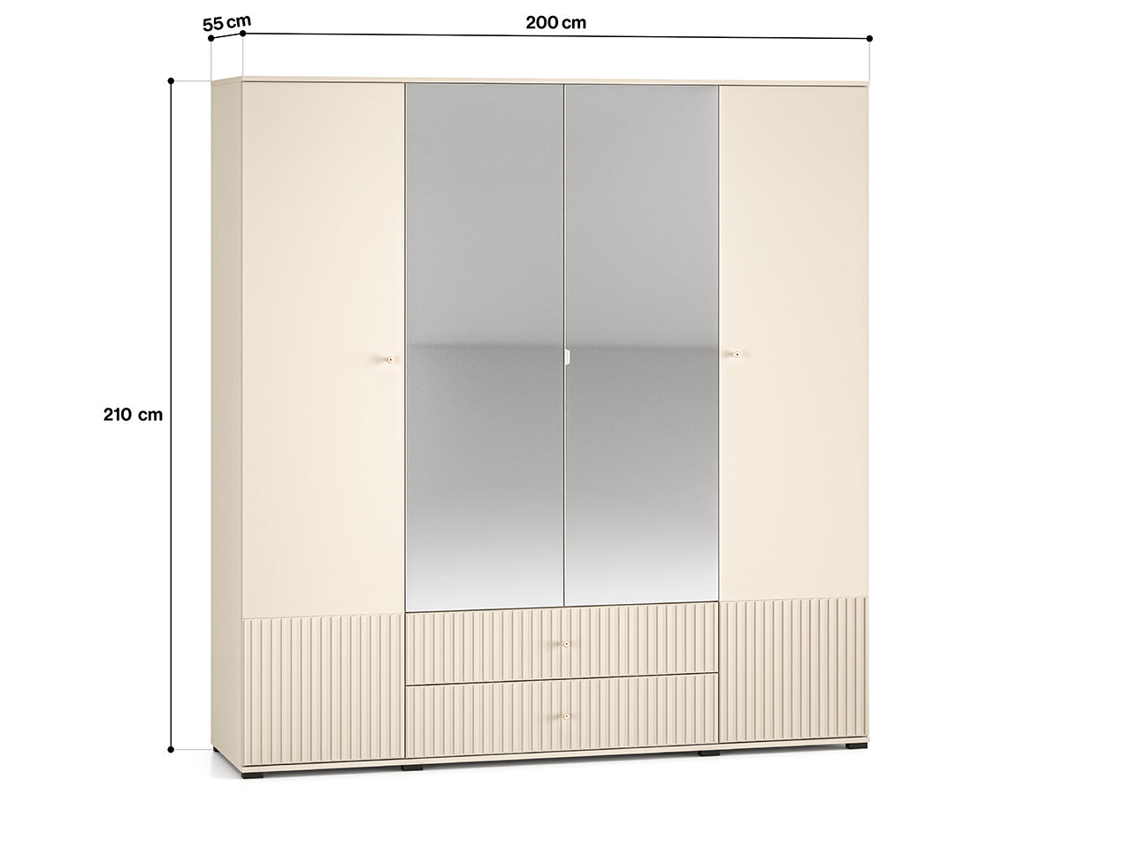 Grande Armoire en Cachemire avec Miroirs et Finitions en MDF Fraisé - Decora Home