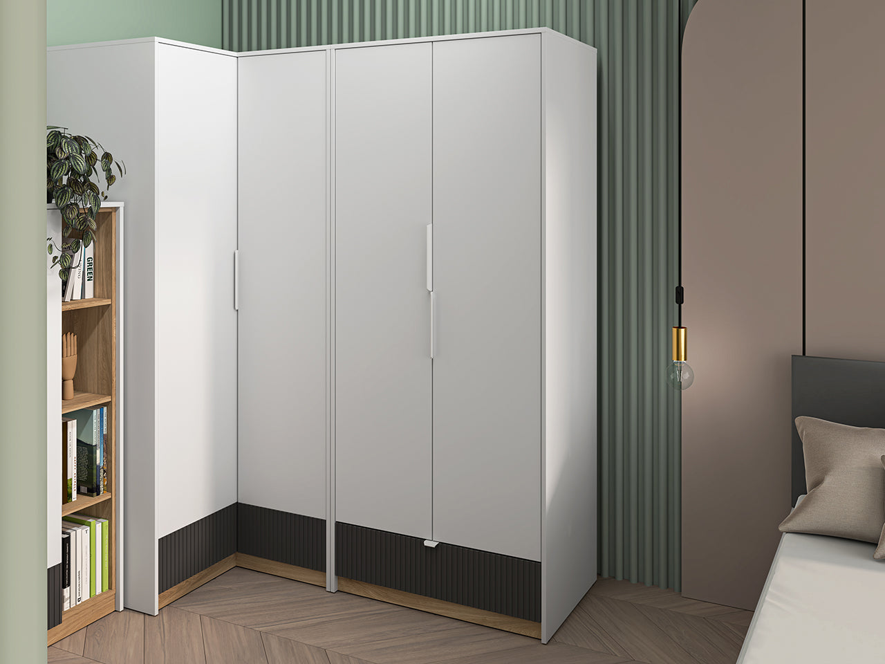 Garde-Robe enfant Moderne en Blanc et Chêne Castello - Panneau Laminé Résistant aux Rayures et à l'Humidité, Capacité de Tiroir Optimisée - Decora Home