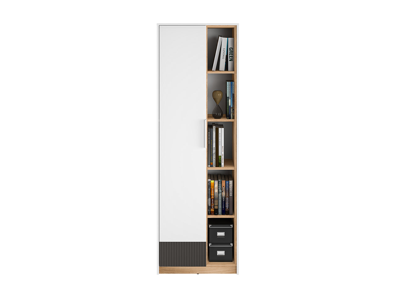 Garde-Robe enfant Moderne en Blanc et Chêne Castello avec MDF Graphite Mat – Durabilité et Design Élégant - Decora Home