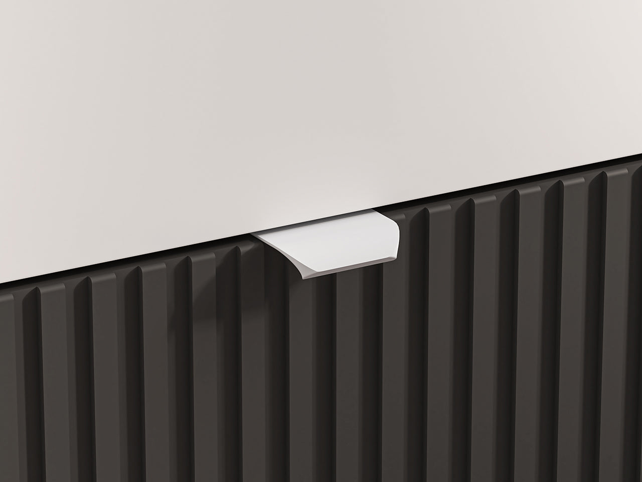 Commode, Buffet Compacte Enfant avec Tiroirs à Extension Complète – Blanc, Graphite Mat & Chêne Castello - Decora Home