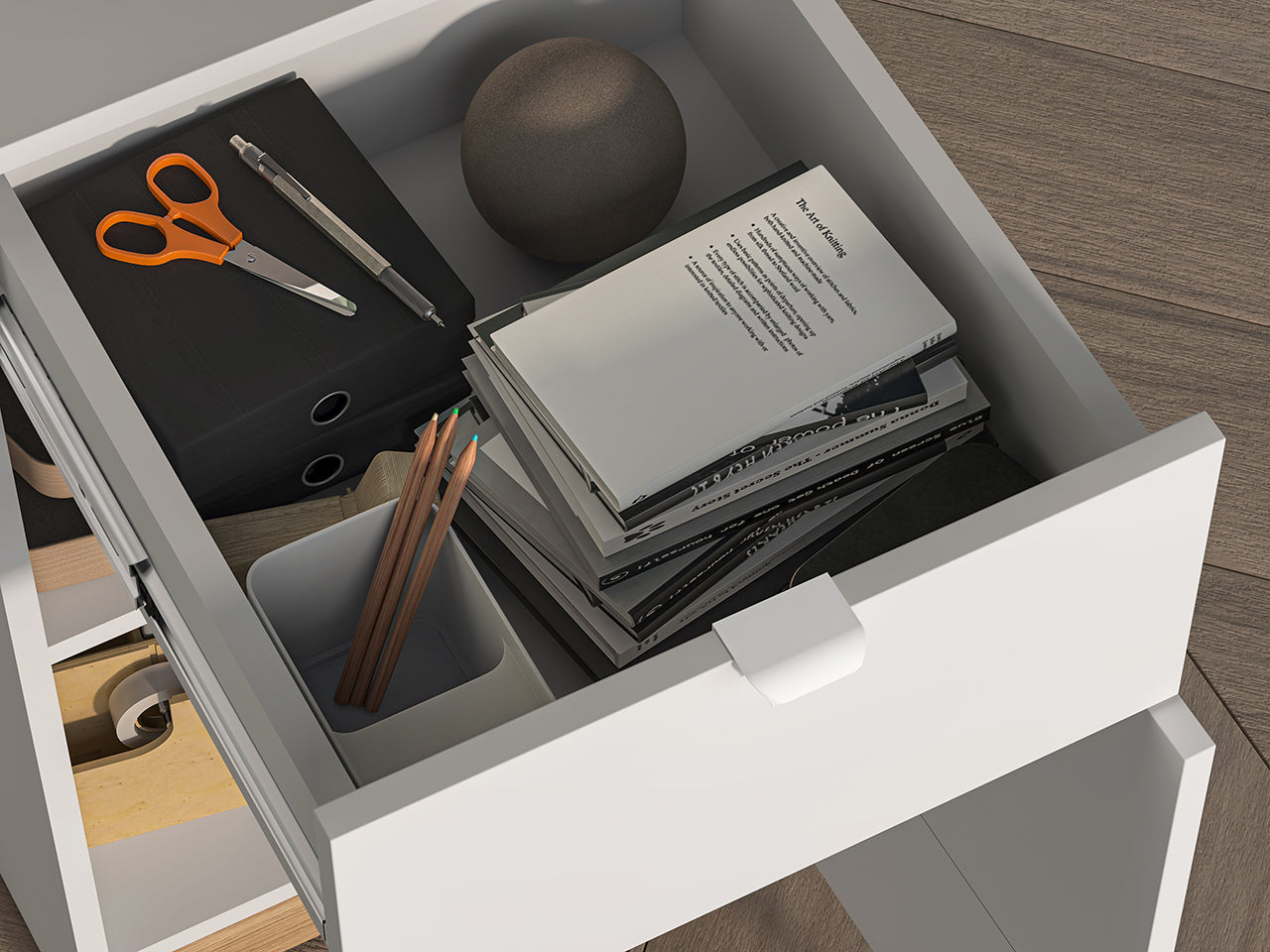 Bureau Design avec Finition Bicolore – Blanc, Graphite Mat & Chêne Castello - Decora Home