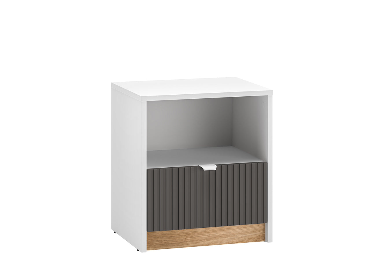 Table de Chevet Moderne – Blanc, Graphite Mat & Chêne Castello - Decora Home