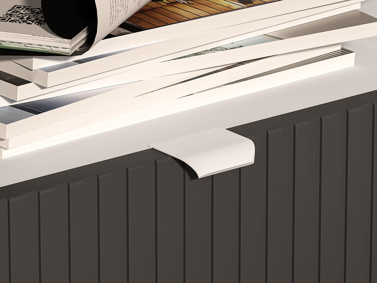 Table de Chevet Moderne – Blanc, Graphite Mat & Chêne Castello - Decora Home
