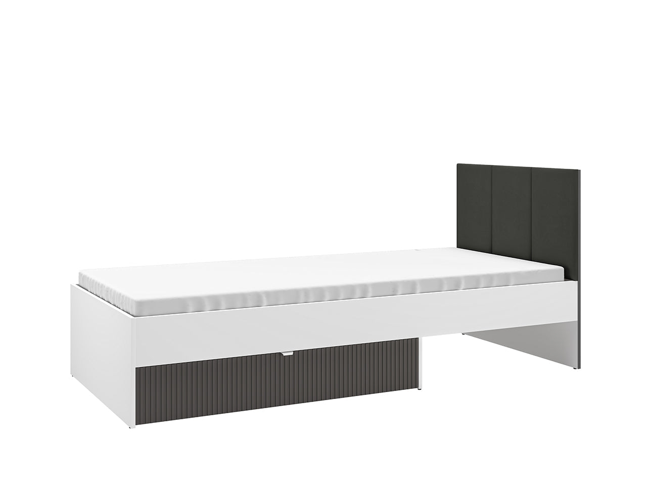 Lit Moderne avec Finition Graphite Mat & Blanc – 90x207 cm - Decora Home