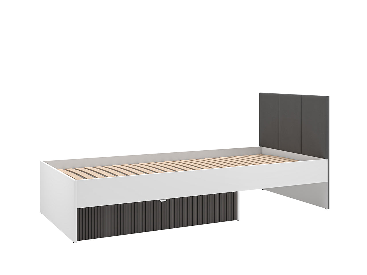 Lit Moderne avec Finition Graphite Mat & Blanc – 90x207 cm - Decora Home